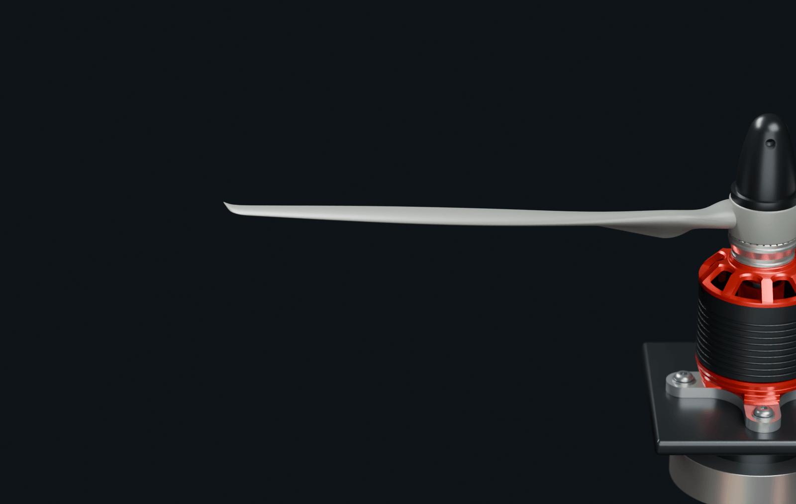APC 12×6E propeller with corrected pitch and spinner nut, seated on a BadAss motor’s adapter on a thrust stand