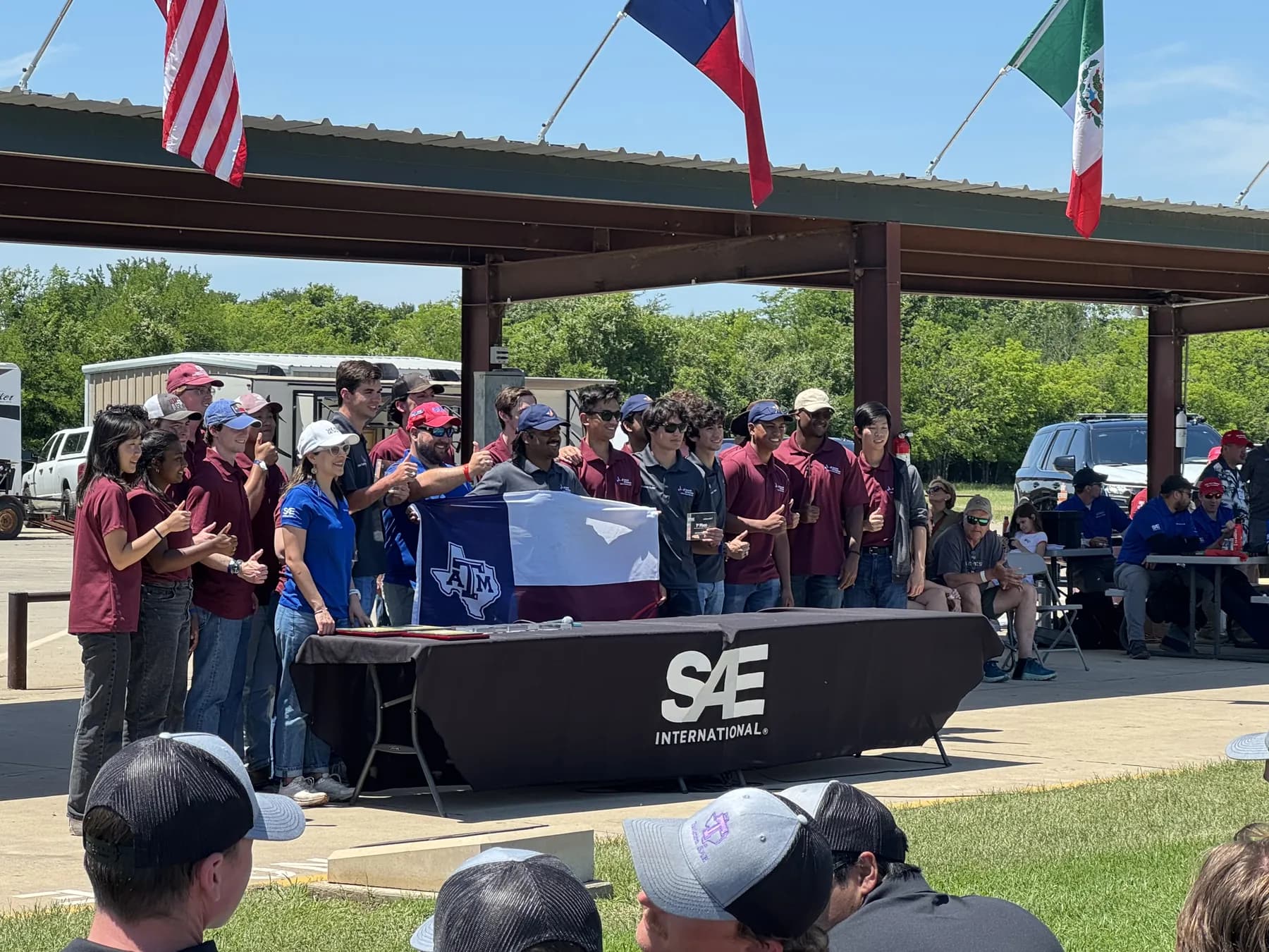 The Texas A&M SAE Aero Design team at an award ceremony