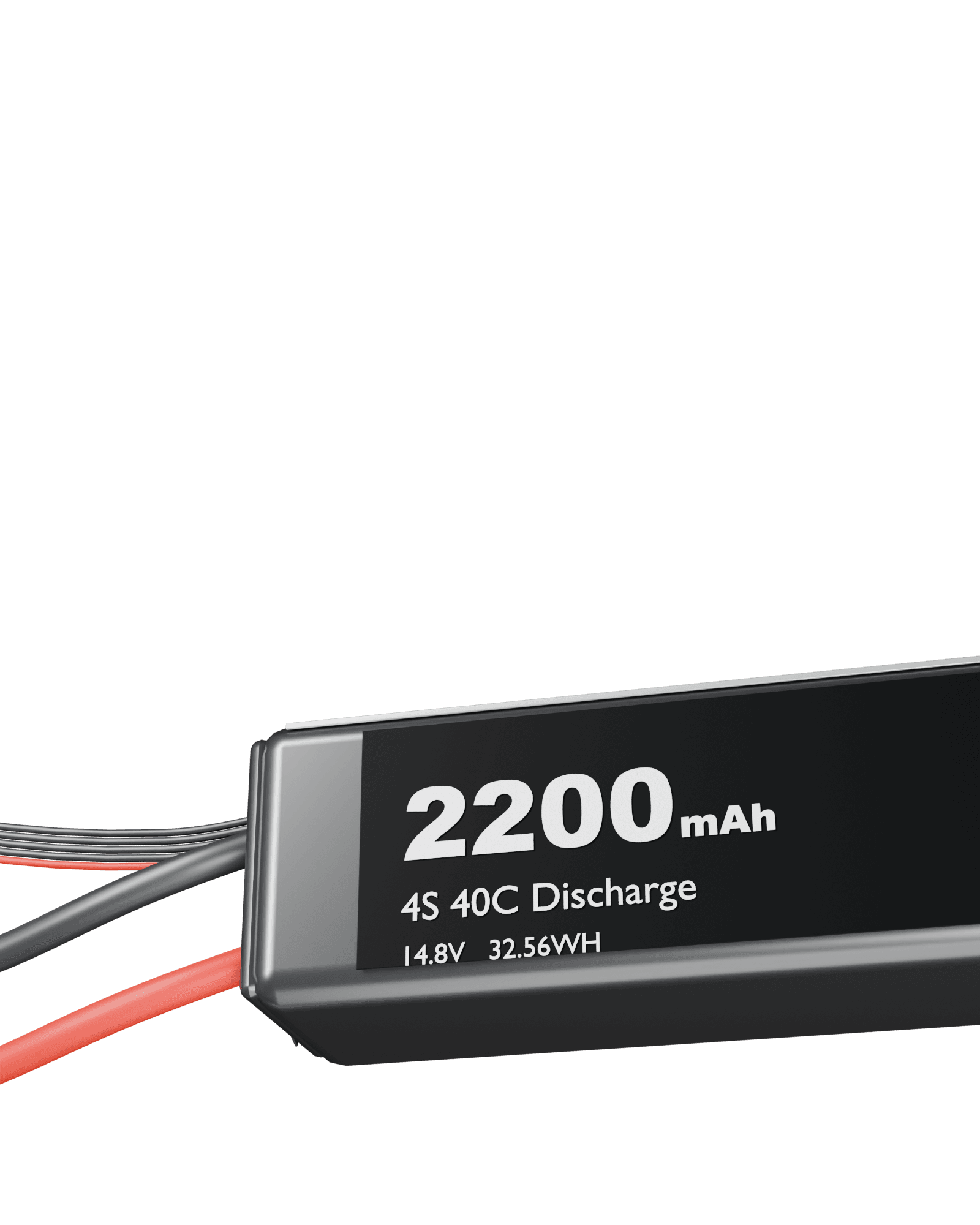 A four-cell lithium-polymer pack with its capacity label showing
